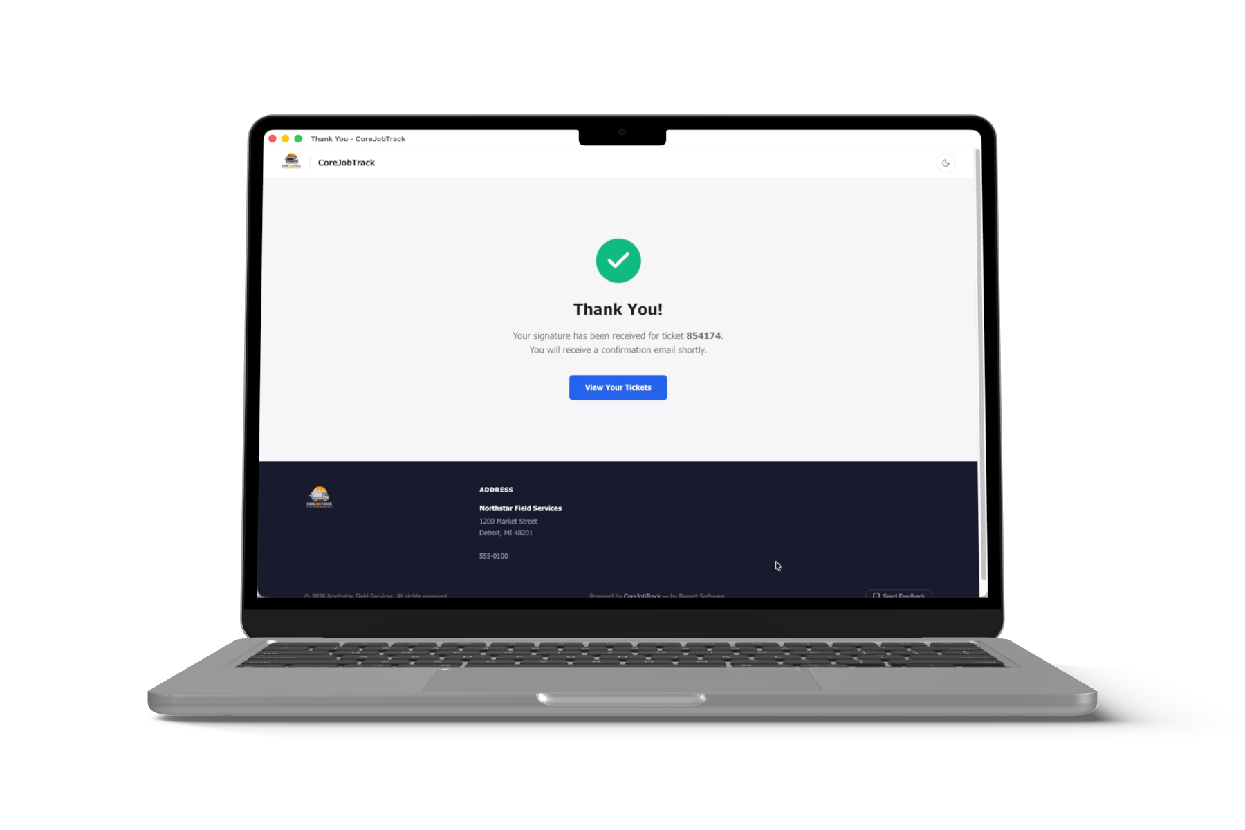 Customer web signature confirmation on a laptop